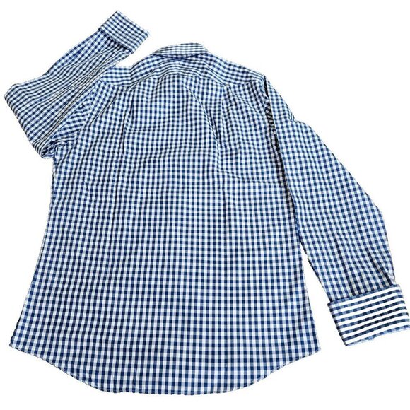 Charles Tyrwhitt Shirt Mens 15.5 Plaid Non Iron Slim Fit French Cuff LS Buttons - Picture 12 of 15